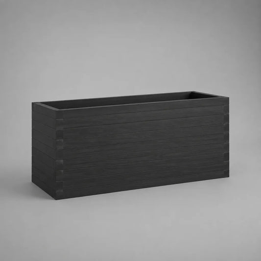 Rechteckiger Pflanzkasten aus massivem Kiefernholz, Schwarz, 100 × 40 × 50 cm