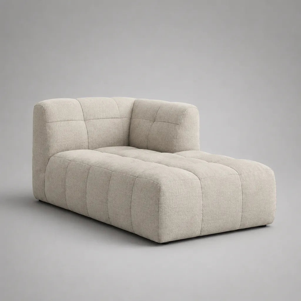 Chaiselongue mit Armlehne aus Polyester-Bouclé, Beige, 165 × 105 × 82 cm