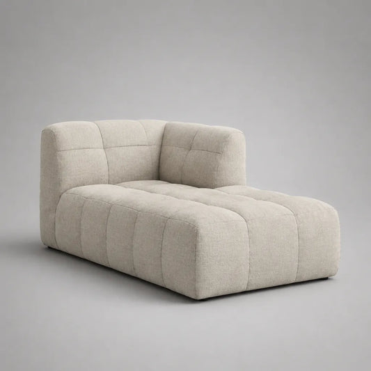 Chaiselongue mit Armlehne aus Polyester-Bouclé, Beige, 165 × 105 × 82 cm