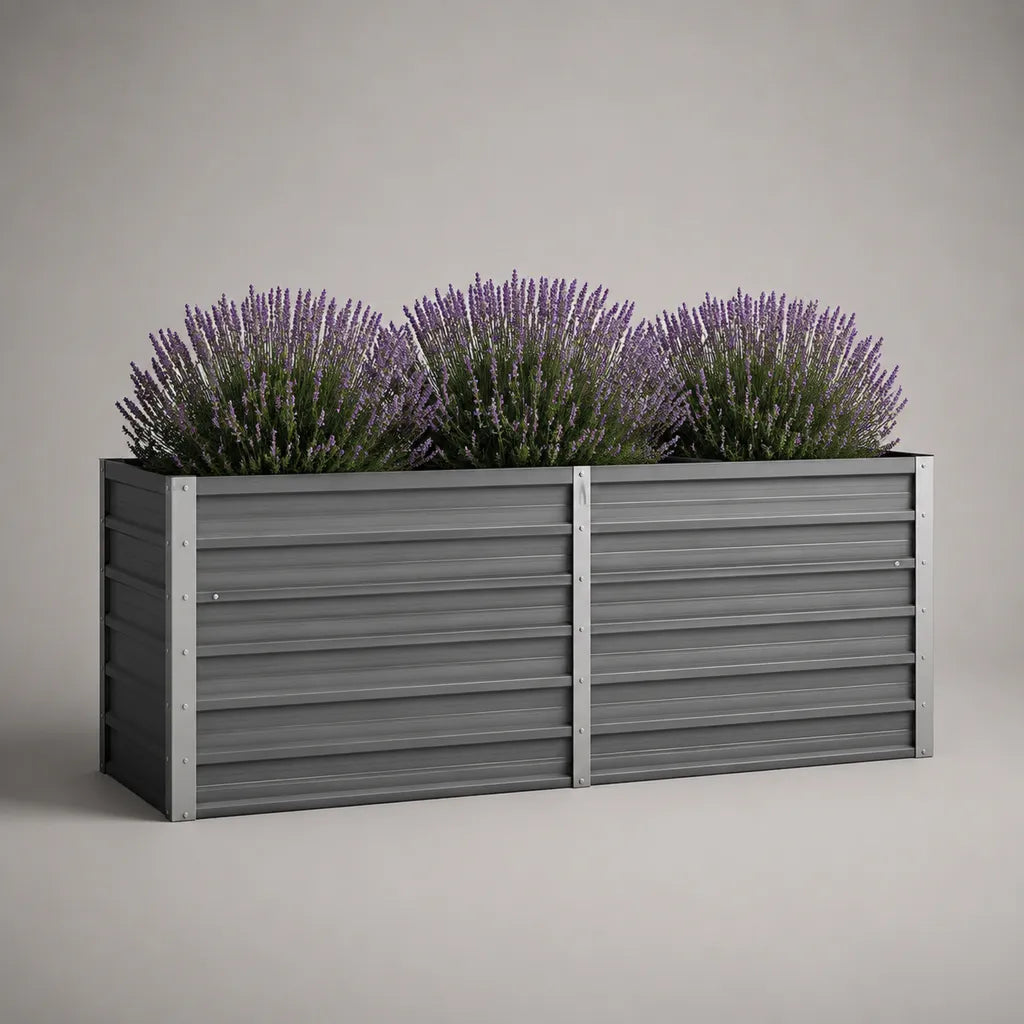 Rechteckiges Hochbeet aus verzinktem Stahl, Anthrazit/Silber, 120 × 40 × 45 cm