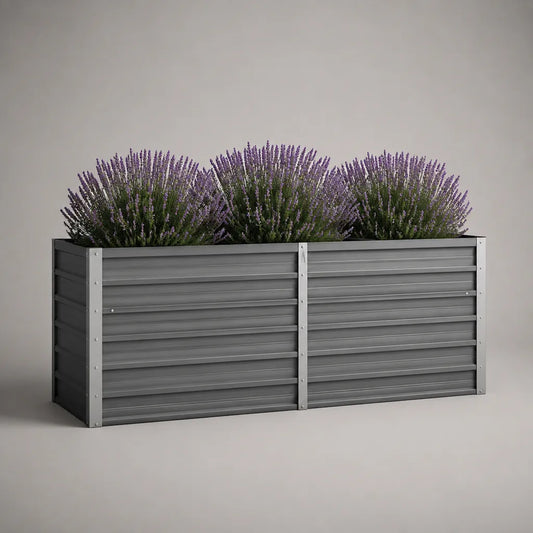 Rechteckiges Hochbeet aus verzinktem Stahl, Anthrazit/Silber, 120 × 40 × 45 cm