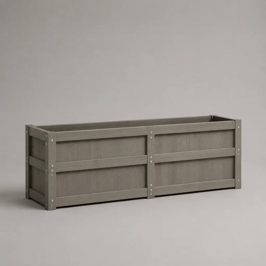 Rechteckiger Pflanzkasten aus massivem Holz, Grau, 120 × 40 × 45 cm