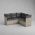 L-förmiges Gartensofa-Set aus Rattan mit Stahlgestell und Polstern, 5-Sitzer, Grau/Anthrazit, 194 × 194 × 74 cm