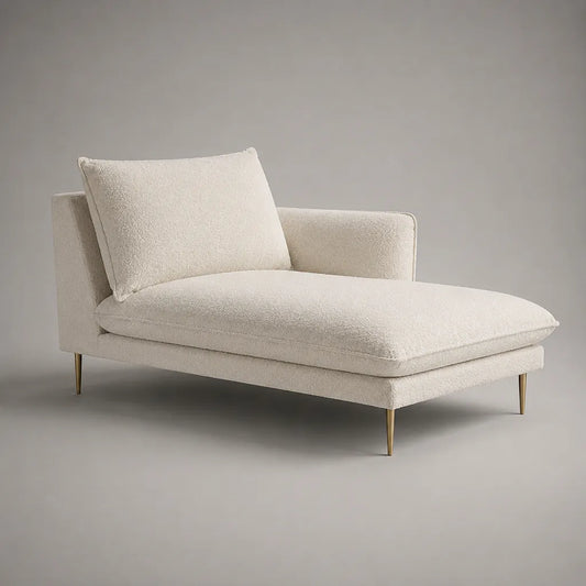 Chaiselongue mit Polyester-Bouclé-Bezug und einseitiger Lehne, Creme, 170 × 90 × 85 cm