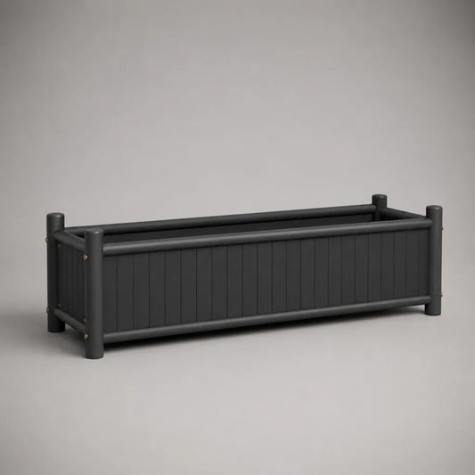 Rechteckiger Pflanzkasten aus massivem Kiefernholz, Schwarz, 120 × 40 × 45 cm