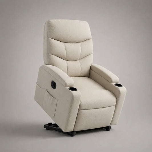 Relaxsessel mit manueller Liegefunktion, Polyesterbezug, Beige, 88 × 95 × 105 cm